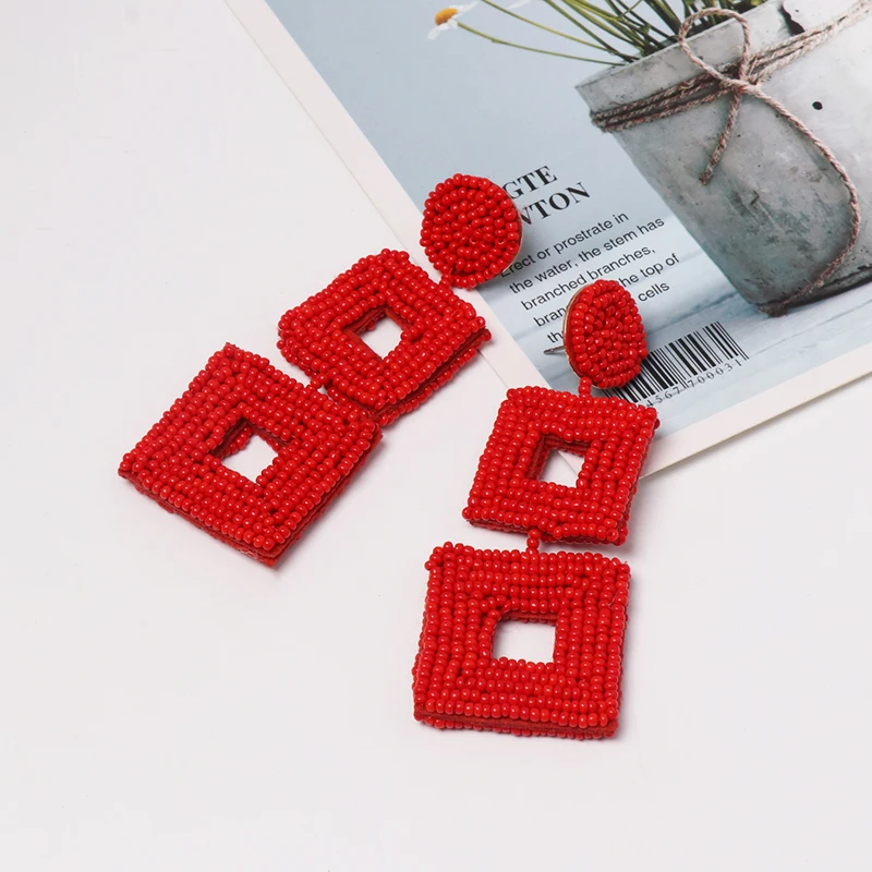 JURAN Boho Этнические большие смолы геометрические серьги ручной работы большие эффектные бисерные серьги вечерние висячие серьги подарок