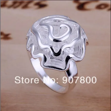 Дешевые акции серебряная Роза кольцо на палец размер 6-9 # модные украшения для