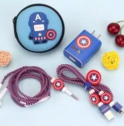 Мультяшный USB кабель для защиты наушников набор с коробкой намотки кабеля