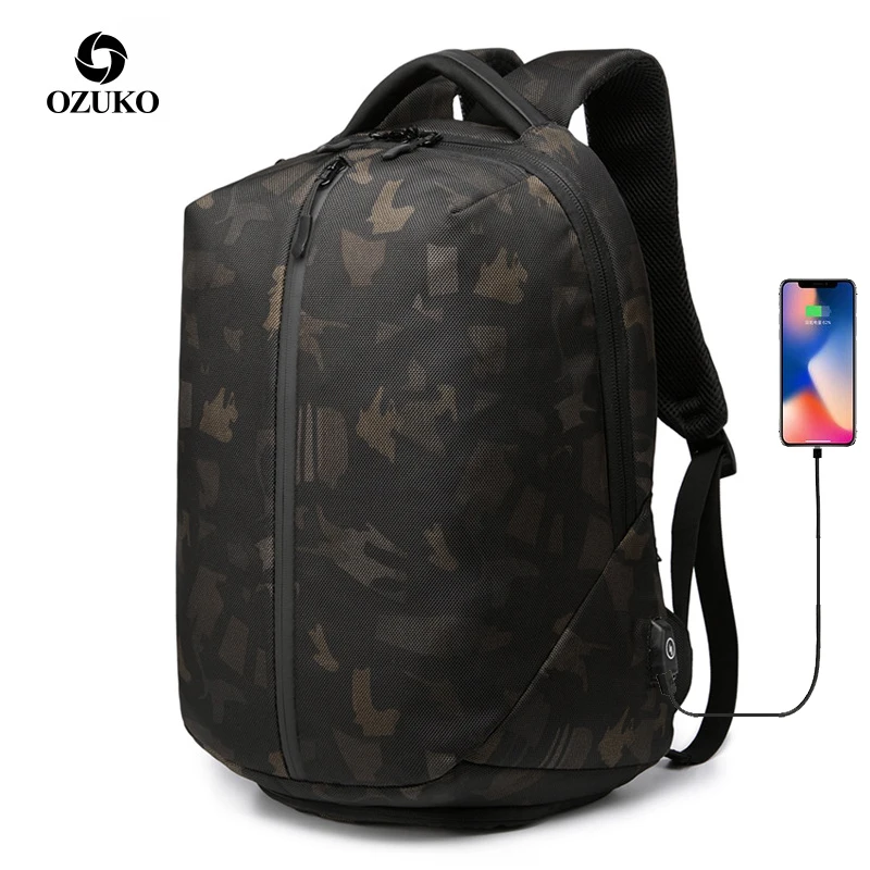 OZUKO, рюкзак для ноутбука с защитой от кражи, usb зарядка, школьная сумка для мужчин, 15,6, водонепроницаемые Рюкзаки для подростков, модные мужские рюкзаки для путешествий