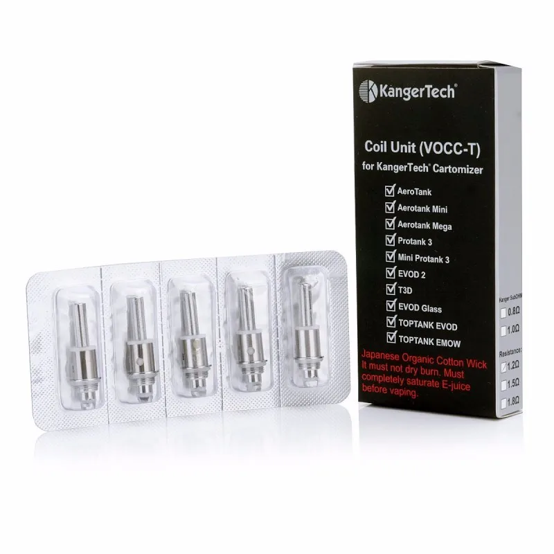 10 шт./лот 100% оригинал Kanger VOCC T змеевика 1.5ohm 1.8ohm катушки для Kangertech TOPTANK EVOD|Испарители