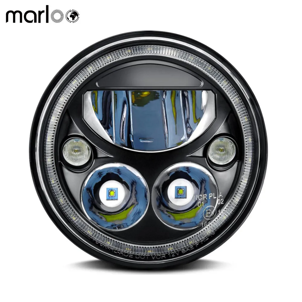 

1 шт. Вихрь 7 "круглая светодиодный ная фара белый ореол мотоциклетная фара DOT Emarked