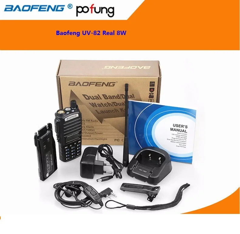 10km Origianl Baofeng uv-82 real 8W Portable Ham Radio 10KM Walkie Talkie Dual PTT Handle Radio Two way Radio Transceiver