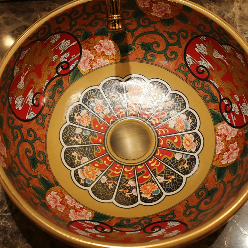 Европейский Винтажный стиль лавобо керамическая раковина столешница для ванной