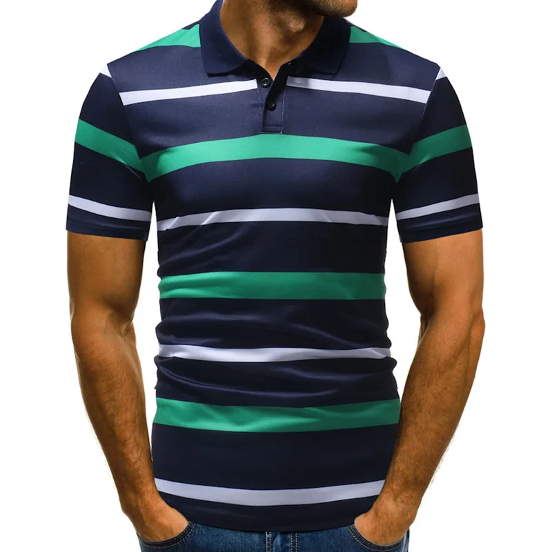 NIBESSER футболки мужские рубашки лето 2019 Полосатый Slim Fit с коротким рукавом