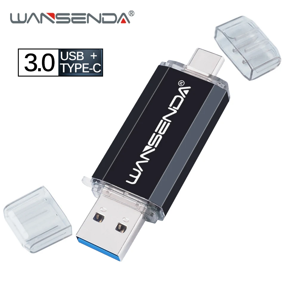 WANSENDA OTG USB флеш накопитель 2 в 1 USB3.0 & Type C 16 ГБ 32 64 Гб 128 256 высокоскоростная карта