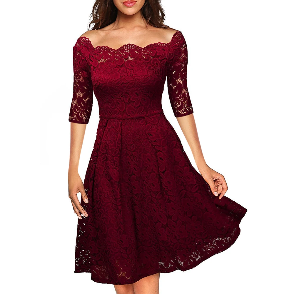 Ретро осень платье с открытыми плечами рукавом Slash Средства ухода за кожей Шеи