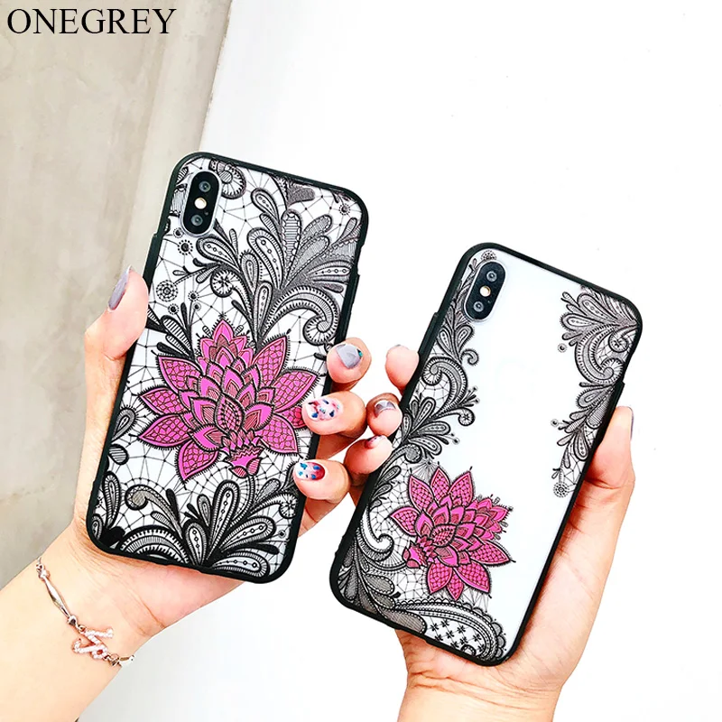 Цветочный 8 plus узорчатый Мягкий ТПУ + PC чехол для iPhone X XR XS MAX 5 5S se 6 6s 7 девчачьи чехлы