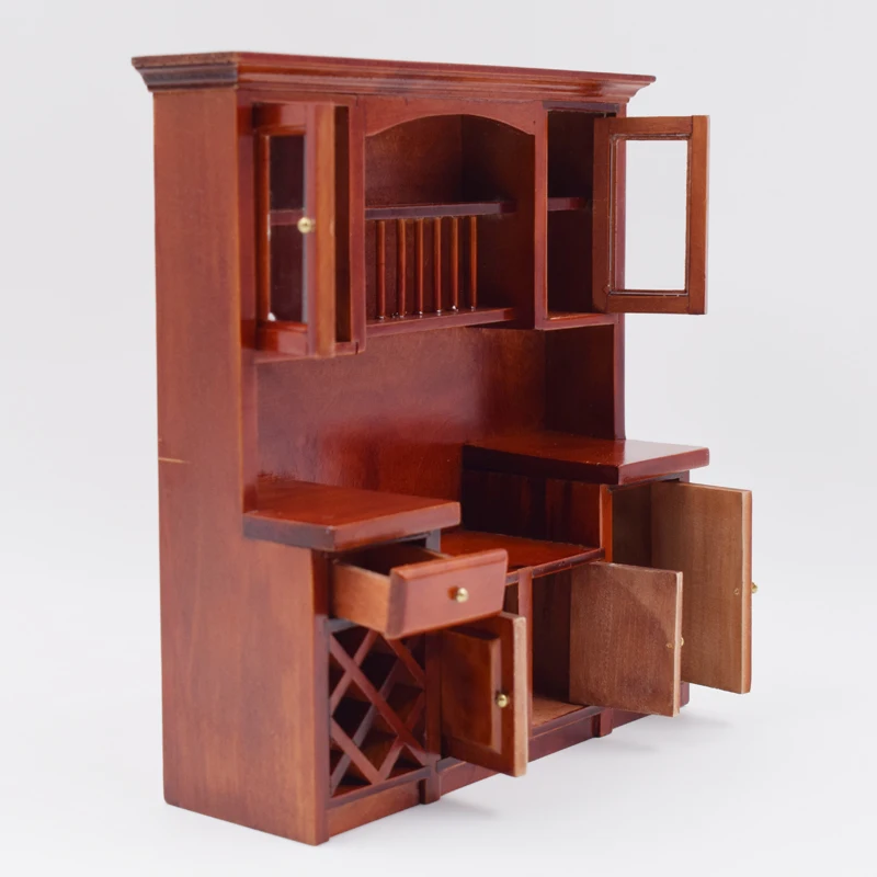 1:12 Scale Wooden Dollhouse Miniature Kitchen Cabinet Pretend Play Furniture Accessories Toy | Игрушки и хобби