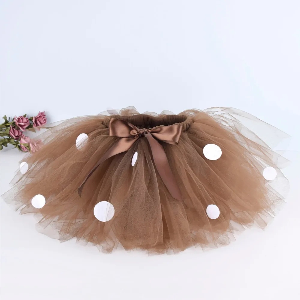 

Deer Costume Brown Fluffy Tutu Skirt for Girls Baby Birthday Party Polka Dots Skirt Halloween Costume Dance School Tutus 0-12Y