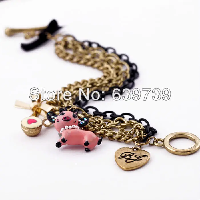 Оптовая цена милый детский блестящий браслет с подвеской|bracelet charms|pig braceletcharm bracelet