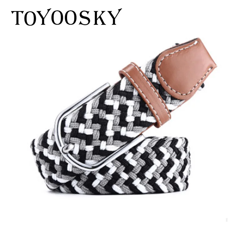 Ремень Эластичный Плетеный декоративный брезентовый пояс с пряжкой язычком для