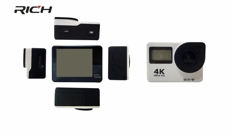 Спортивная камера RICH H1 F65R Allwinner V3 2 0 дюйма с двойным сенсорным экраном Экшн Wi Fi 170D
