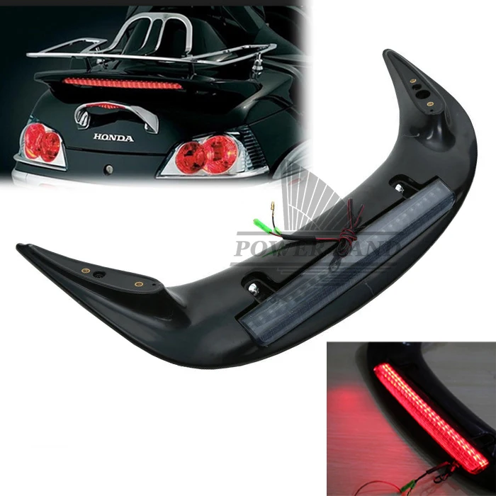 

1pcs Motorcycle Rear Trunk Spoiler With LED Warning Brake Stop Lights Smoke Lens Fits For Honda GL1800 Goldwing 2001-2011