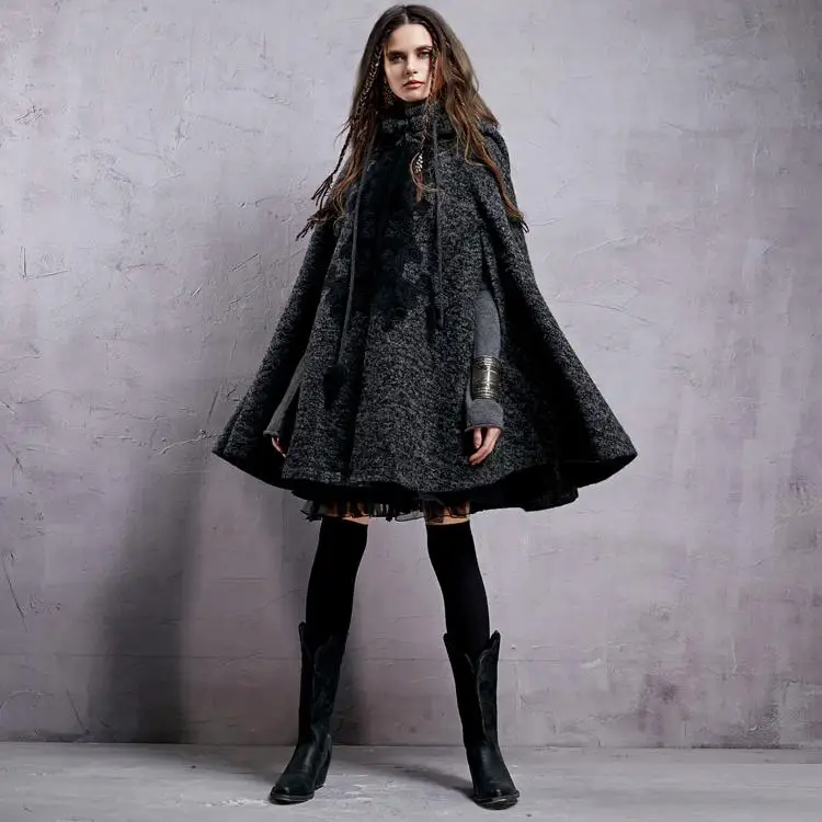 Зимняя Вышивка с капюшоном утолщенная теплая Женская шерстяная верхняя одежда