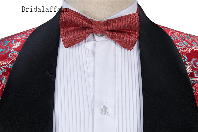 Мужские костюмы Bridalaffair Красный смокинг жениха с отложным воротником для