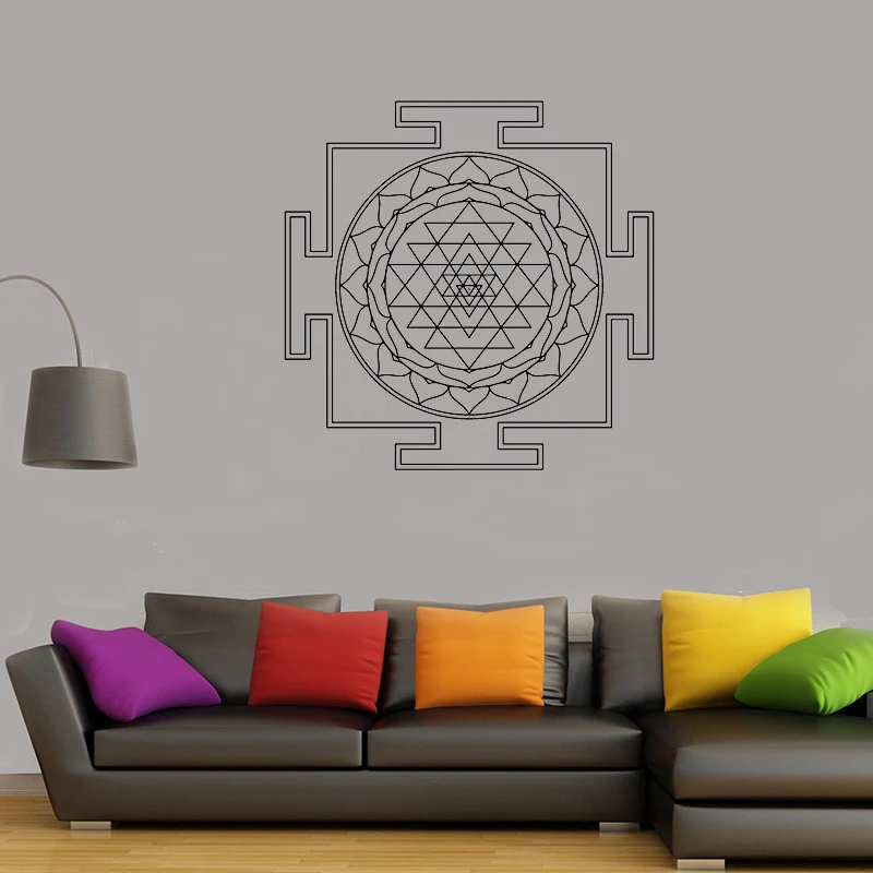 Sri Yantra виниловая наклейка на стену Янтра Мандала логотип Декор на стену DIY Украшение для комнаты домашний декор для гостиной G726