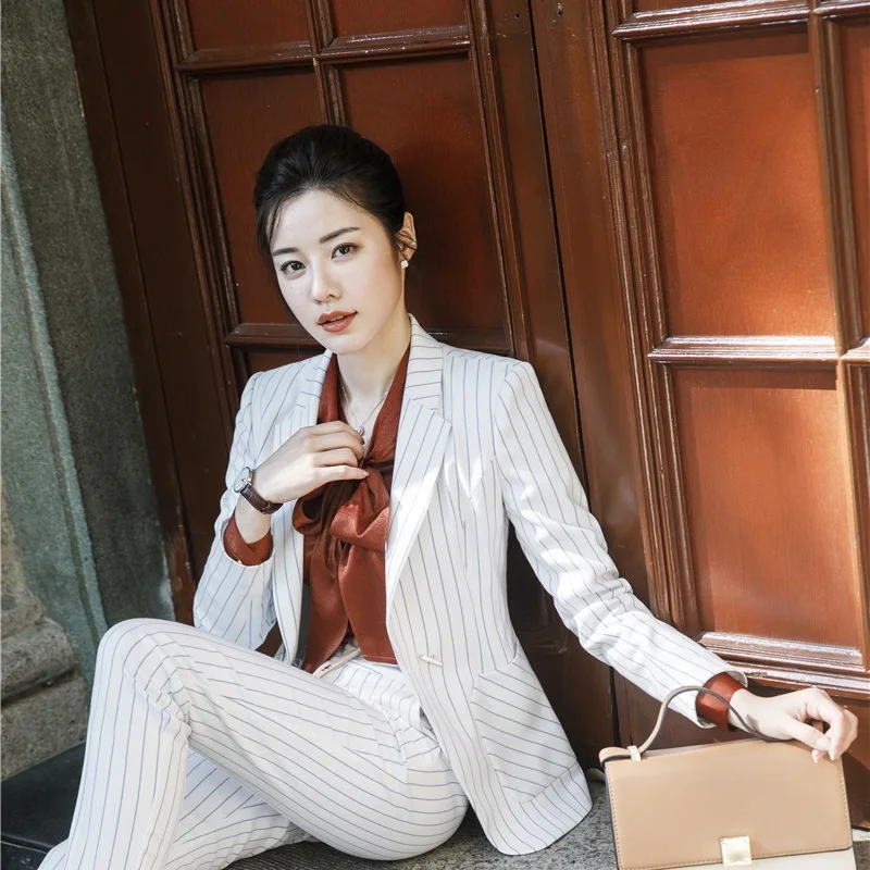 Женские Элегантные блейзеры в полоску Женская куртка стиле униформы пальто