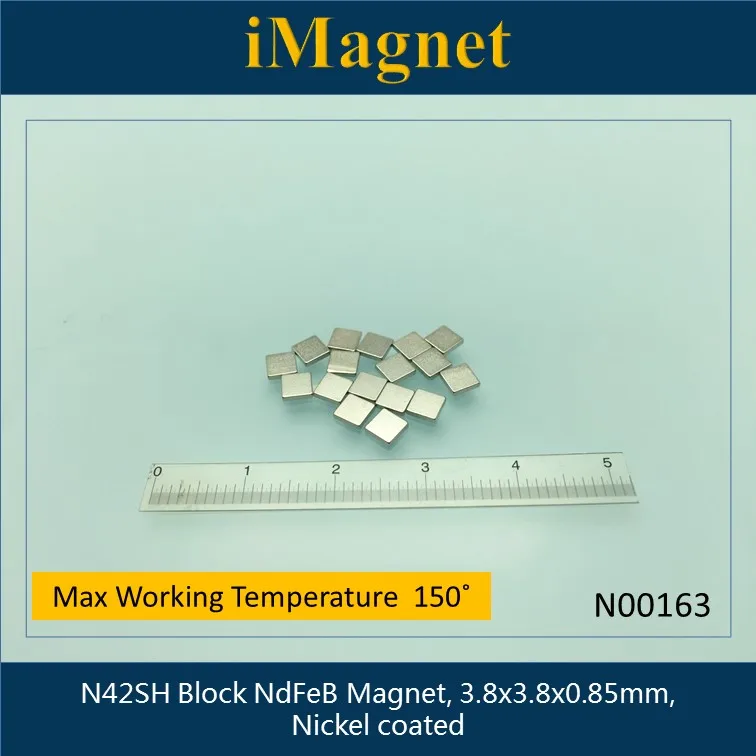 

N00163 50 шт N42SH Блок Сильный редкоземельный неодимовый магнит, 3,8x3,8x0,85 мм, кубовидный NdFeB магнит, магнит для приклеивания холодильника