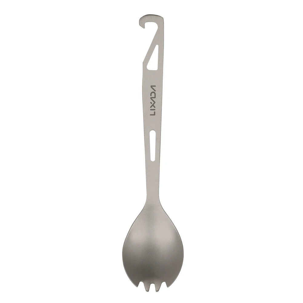 Lixada столовая ложка Вилка титановая Spork с открывалкой для бутылок легкая открытая столовая ложка Вилка для путешествий кемпинга альпинизмом