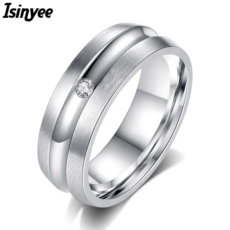 Модные кольца ISINYEE из нержавеющей стали с кристаллами для женщин обручальные