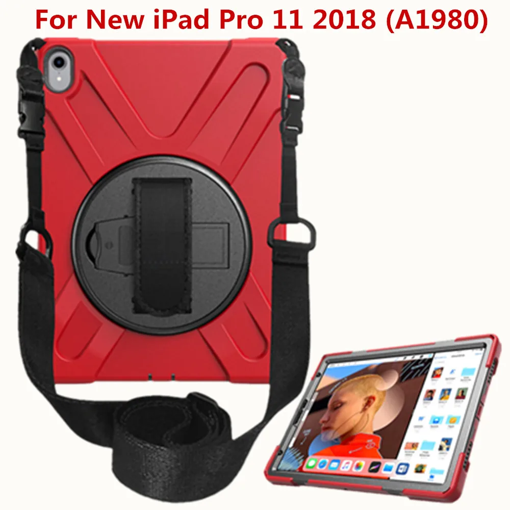 

Tablet Case 360 Degree Rotating Stand Protective Cover For New iPad Pro 11 2018 A1980 Shockproof Heavy Duty Silicone Tablet Case