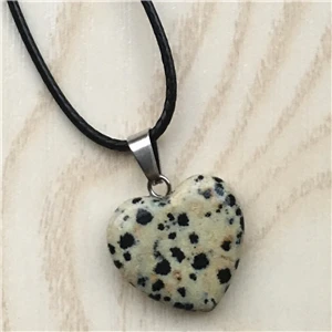 Dalmation jaspa Супер Скидка, модные подвески и ожерелья в виде сердца из натурального красного агата малахитового Тигрового Глаза для женщин, мужчин и детей, 1 шт - Окраска металла: Dalmation jaspa
