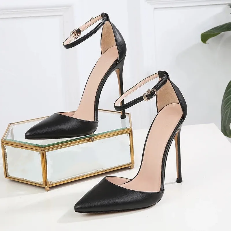 COCOAFOAL Summer Women's High Heels Sandals Plus Size 33 - 43 Woman Wedding Black Sexy Buckle Pumps | Обувь