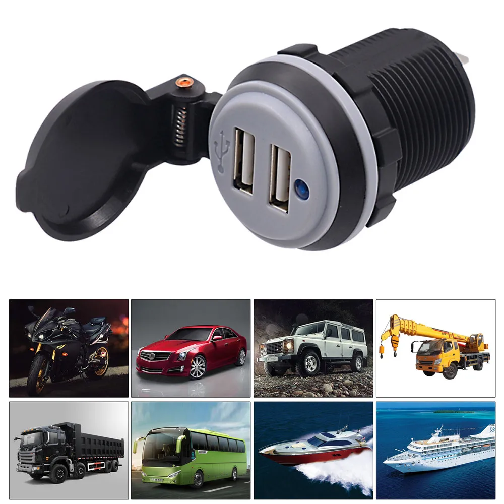 enw listing Dual USB LED Charger Socket Voltage Voltmeter Panel Motorcycle Car 4.2A xin1 | Автомобили и мотоциклы