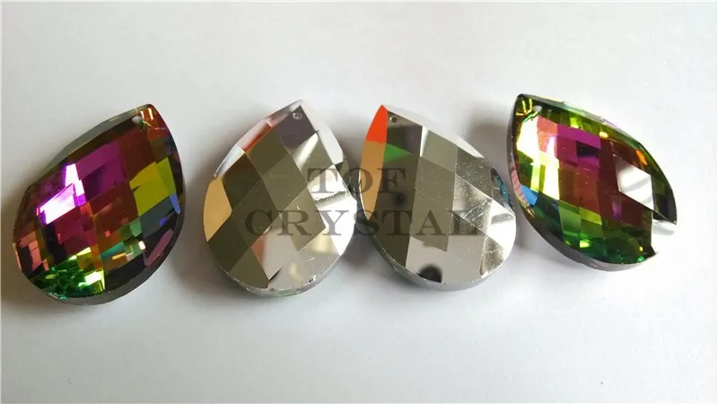 

720pcs multicolored 38mm Almond Teardrop Prism Lamp Parts Pendant Shining Crystal Glass Suncather Free shipping