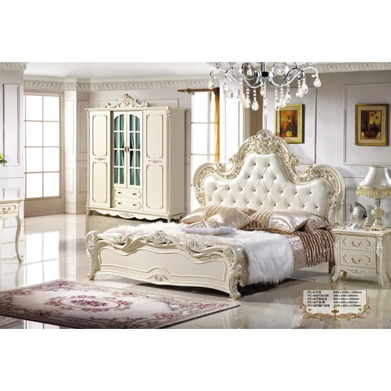 Роскошный комплект для спальни из натуральной кожи твердой древесины|bedroom set|luxury