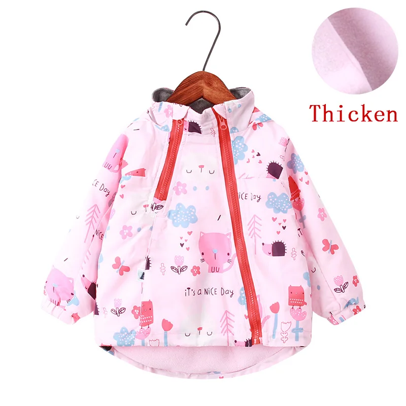 pink cat thicken Г. Весенне-осенняя верхняя одежда для девочек, куртки модные высококачественные детские пальто для девочек, новые От 2 до 9 лет с принтом кота, детские пальто для девочек - Цвет: pink cat thicken