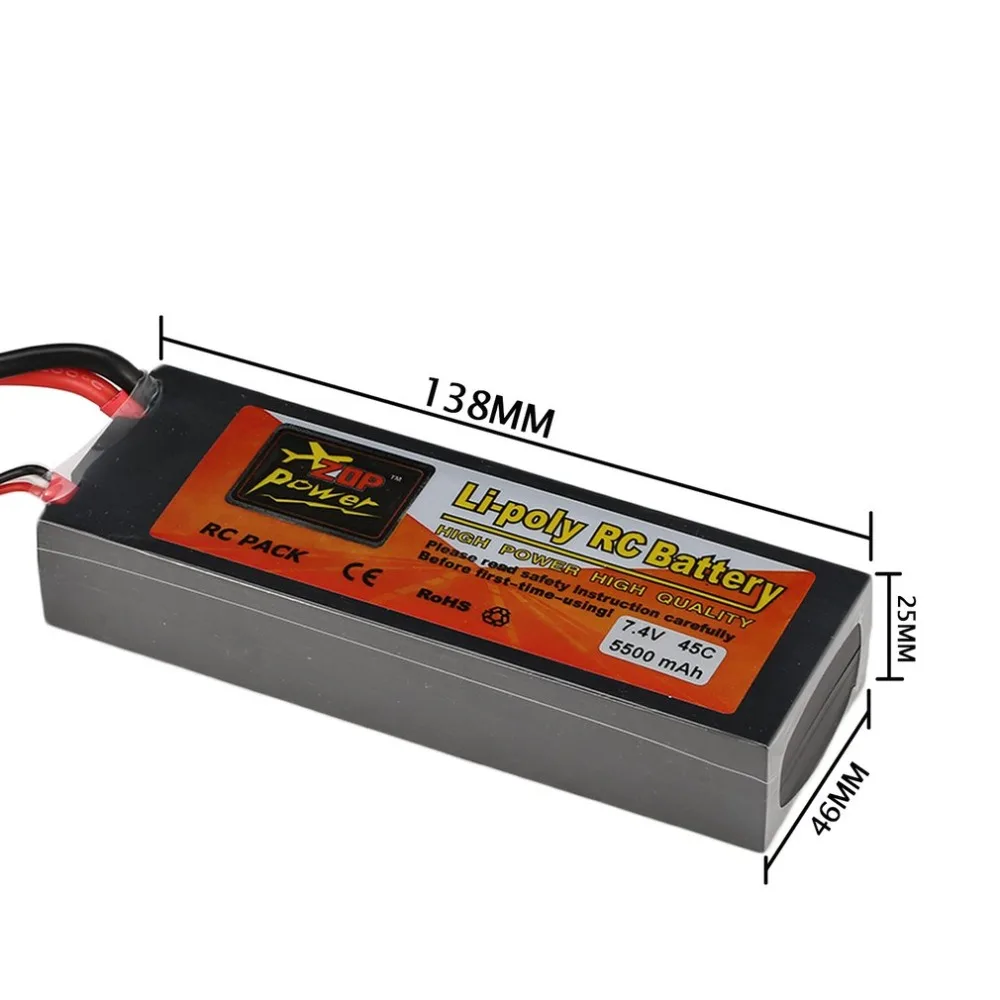 ZOP Power7.4V 5000/5500 мА/ч 30/45C 2 S 1 P Lipo Батарея с t образной вилкой Перезаряжаемые forrc