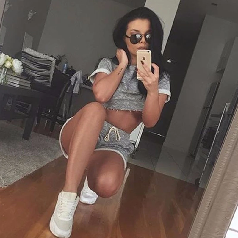 Модные женские комплекты укороченные топы шорты комплект из 2 предметов