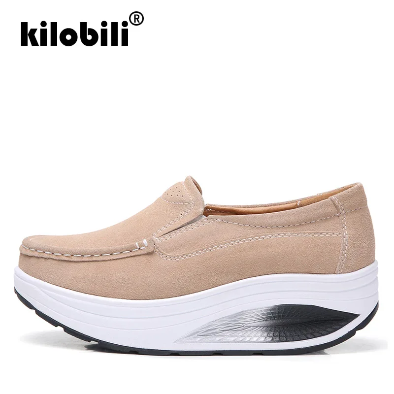 Kilobili/2019 весенние женские туфли на плоской платформе замшевые подошве женская