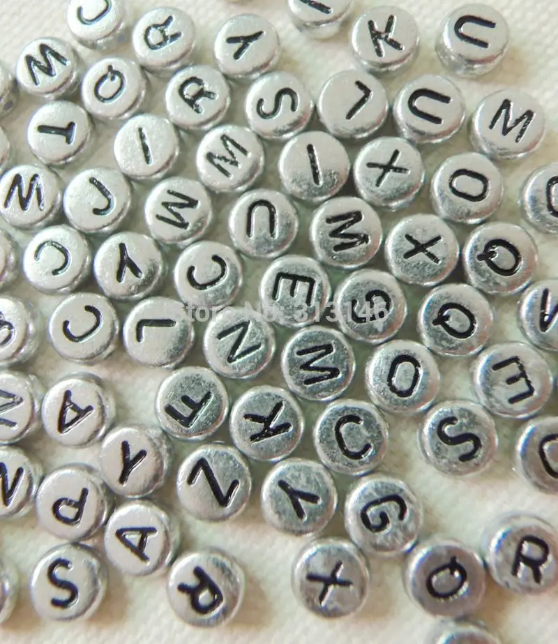 Round (3X7mm) 200 шт серебряная буква DIY бусины для рукоделия Бисероплетение Браслет Ожерелье Изготовление ювелирных изделий ремесло - Цвет: Round (3X7mm)