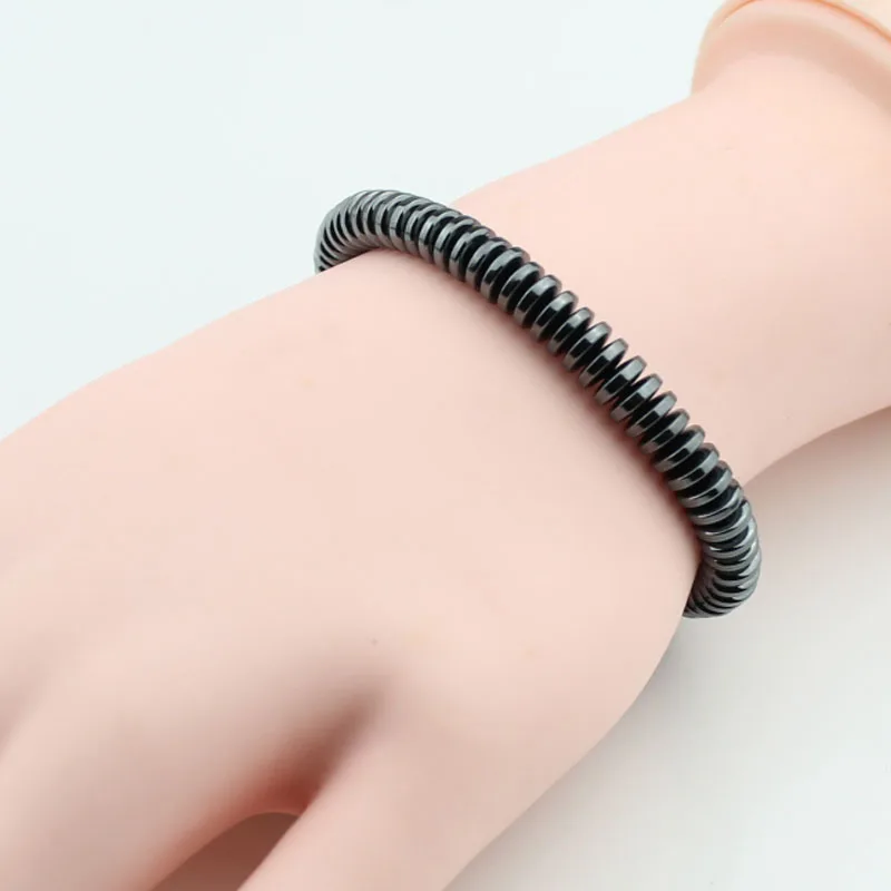 Мужские круглые браслеты ручной работы черные бусины из гематита длина браслета