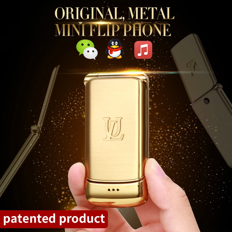 Роскошный Металлический раскладушка Ulcool V9 Super Mini мобильный телефон с откидной