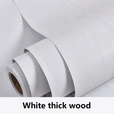 White thick wood DIY кухонный шкаф, мебель, декоративная пленка, самоклеющиеся деревянные виниловые обои, Современная гостиная, ПВХ, водонепроницаемые наклейки - Цвет: White thick wood