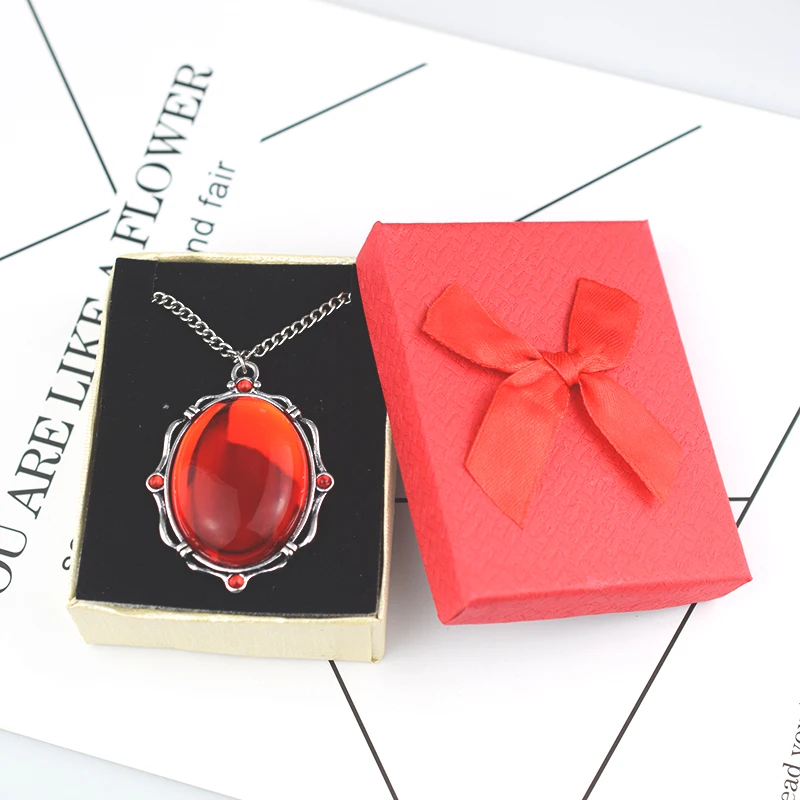 Винтажное ожерелье с подвеской из красного драгоценного камня для женщин