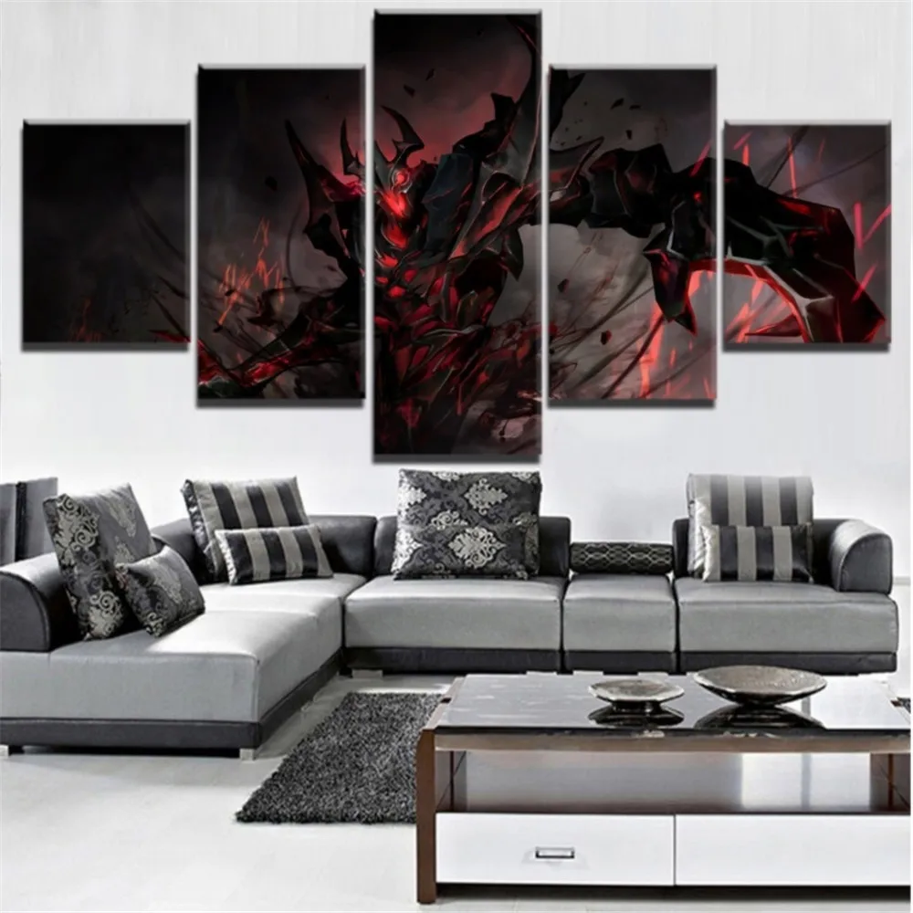 DotA 2 Shadow Fiend Game 5P Paintings Print on Canvas HD Abstract Painting Office Wall Art Home Decor Pictures | Дом и сад