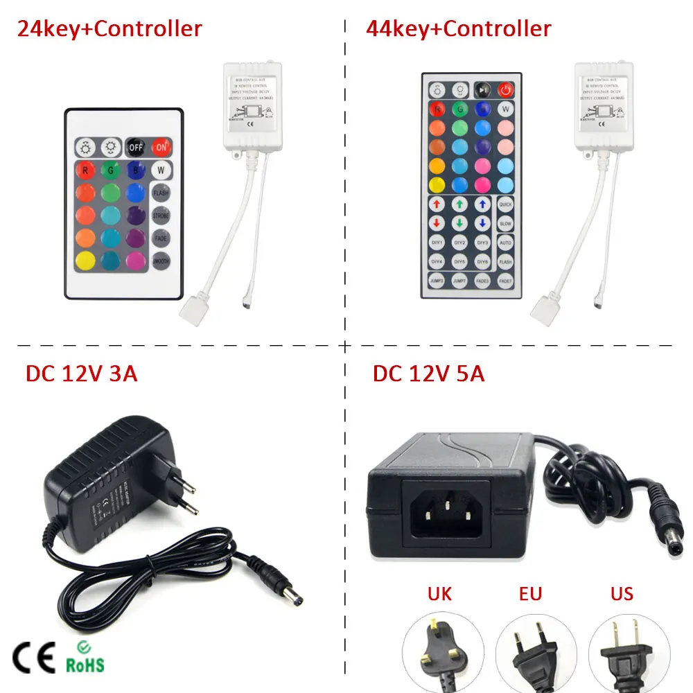 1 шт. 24key/44 key DC12V RGB светодиодный ИК пульт дистанционного управления 3A/5A адаптер питания для SMD 5050 3528 Светодиодная лента светильник аксессуары