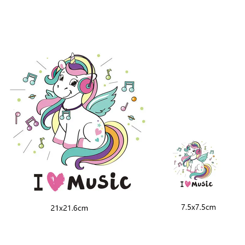 PAst12-MixMusic-1p Единорог железа на переводе вышитые нашивки-аппликация на одежду значки a-уровень моющиеся Патчи Наклейки для одежды куртки - Цвет: PAst12-MixMusic-1p