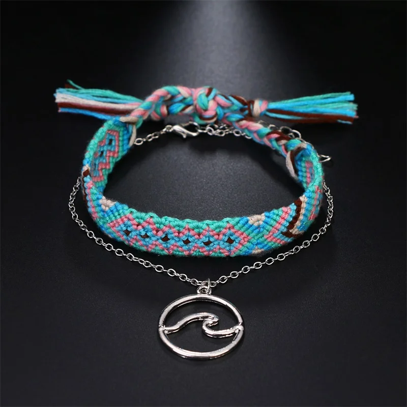 Женские винтажные Многослойные ножные браслеты FNIO богемный Серебристый браслет