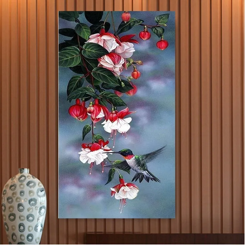 Алмазная вышивка huacan Bird& Flowers настенная живопись Алмазная вышивка крестиком полностью круглые стразы Мозаика Украшение
