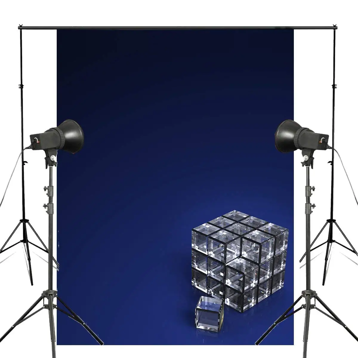 5X7 футов Красивый синий 3D стереоскопический фон для фотосъемки Кубик Рубика