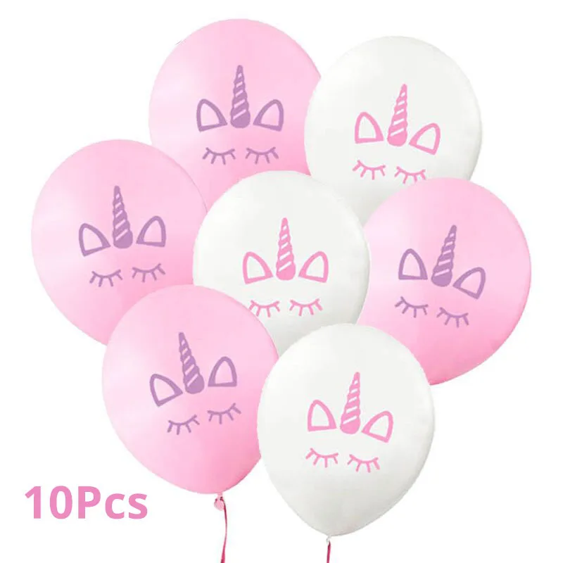 10pcs mix balloons WEIGAO, единорог, вечерние аксессуары, Радужный Единорог, воздушные шары, латексный шар, для девочек, для дня рождения, Декор, единорог, повязка на голову, топперы для торта - Цвет: 10pcs mix balloons