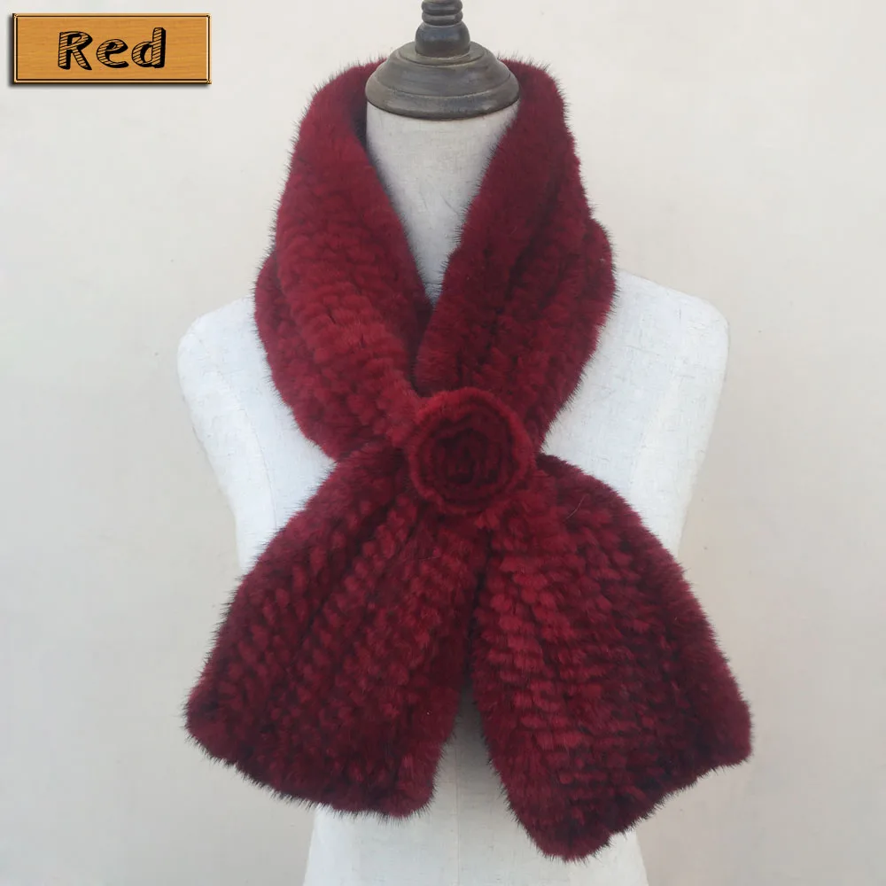 Брендовый зимний женский шарф вязаный из натурального меха норки элегантные - Фото №1