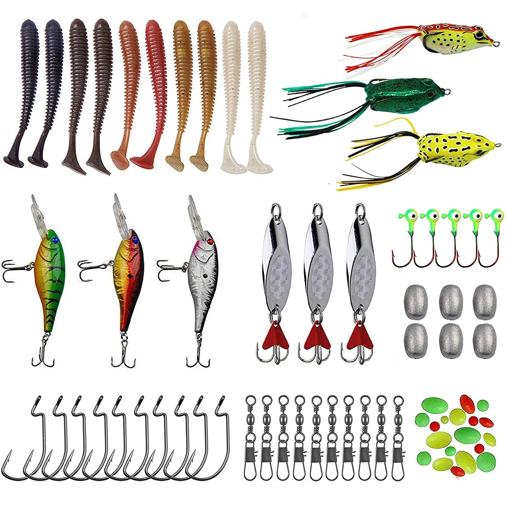 70 шт. набор рыболовных приманок включает жесткую металлическую ложку мягкий