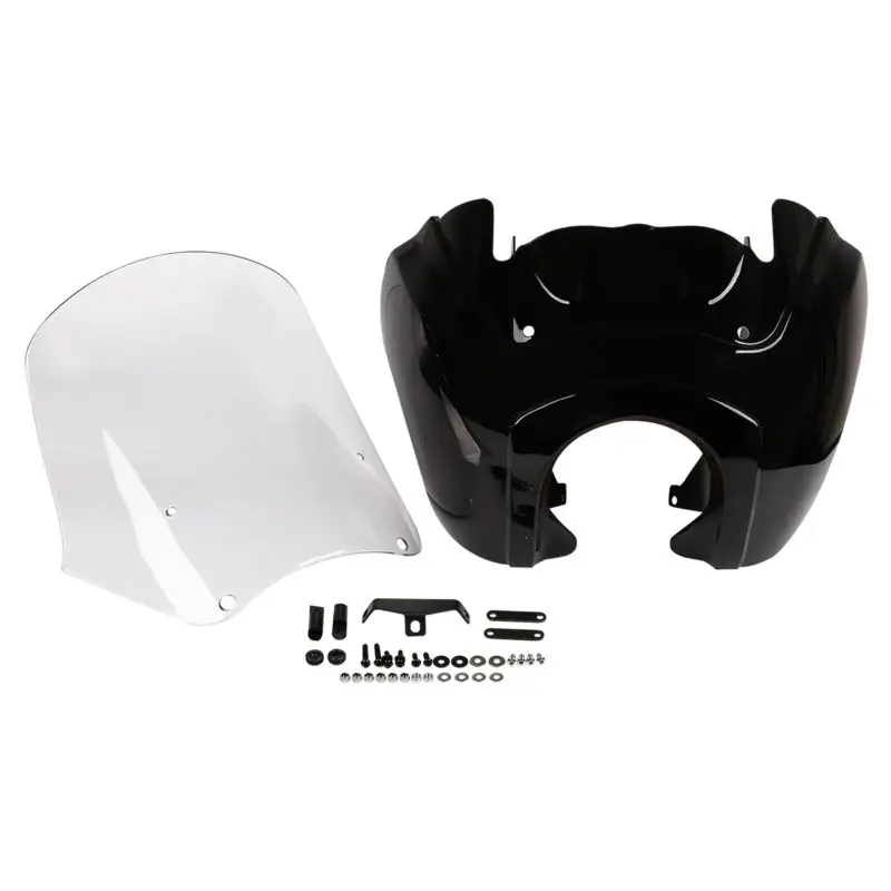 

Motorcycle Front Headlight Fairing with 15'' Windshield Cover For Harley Dyna Low Rider Super Wide Glide Fat Street Bob T-Sport
